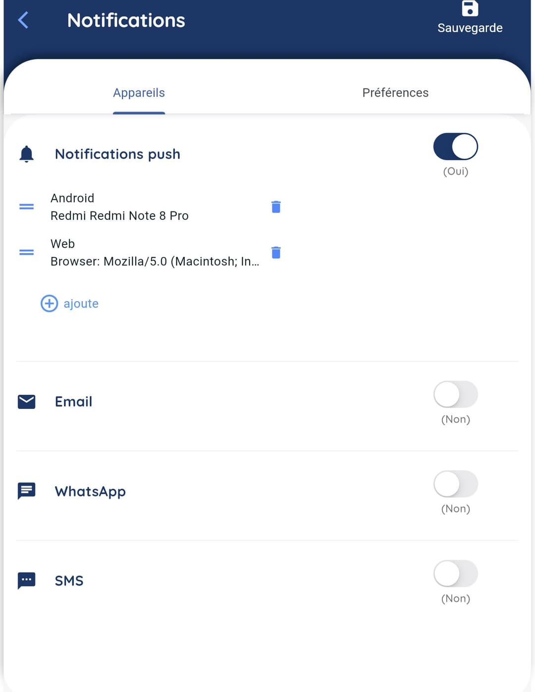 Notification Appareils 